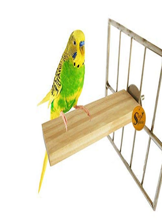 Sage Square Natural Wood Platform Cum Perch Cum Stand Bird Toy Ideal for Finch, Canary, Lovebird, Budgerigar, Budgeri (Light Weight) (1 Piece) (2"x5.5") - Image 1